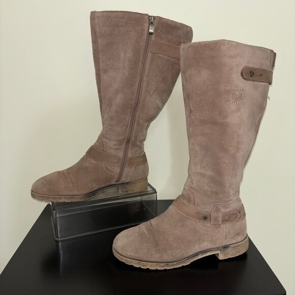 Naturalizer N5 Comfort Knee High Suede Riding Boots 8W Wide Calf Brown Lug Sole - Picture 3 of 7